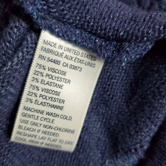 American Eagle S Navy Blue Lightweight Drape Cardigan Open Front Ribbed Knit USA - Picture 5 of 6